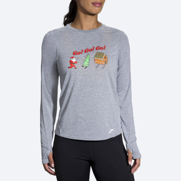بلوز ورزشی زنانه بروکس Brooks run merry طوسی