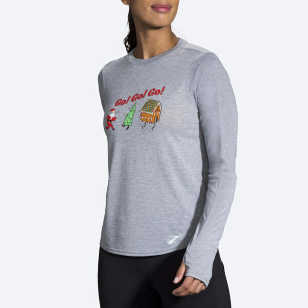 بلوز ورزشی زنانه بروکس Brooks run merry طوسی