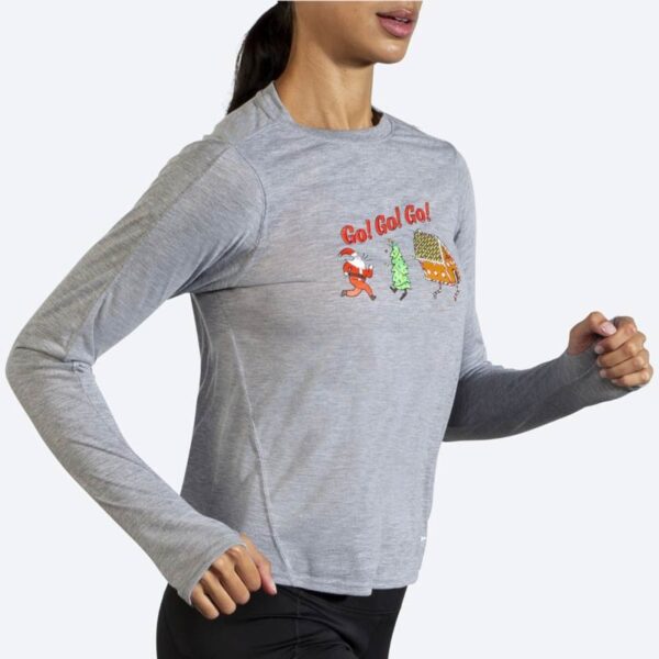 بلوز ورزشی زنانه بروکس Brooks run merry طوسی
