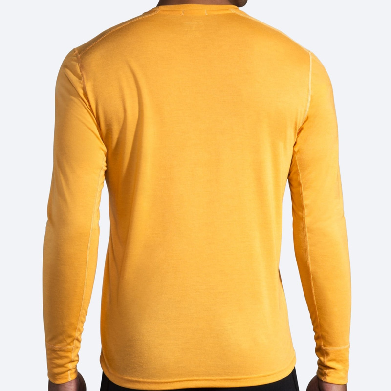بلوز ورزشی مردانه بروکس Brooks Distance Long Sleeve زعفرانی طرح دار