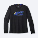 بلوز ورزشی مردانه بروکس Brooks Distance Long Sleeve مشکی طرح دار