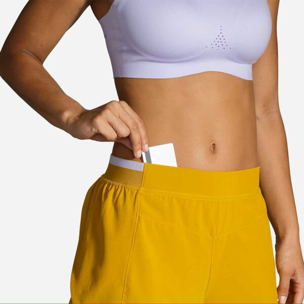 شورت ورزشی زنانه کشاله دار بروکس Brooks Run Within 4" 2-in-1 Short طلایی
