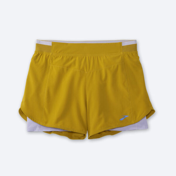 شورت ورزشی زنانه کشاله دار بروکس Brooks Run Within 4" 2-in-1 Short طلایی