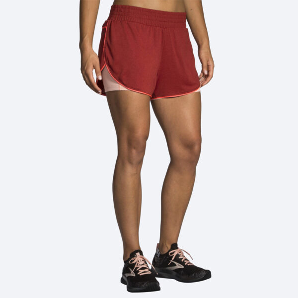 شورت ورزشی زنانه کشاله دار بروکس Brooks Rep 3" 2-in-1 Short عنابی