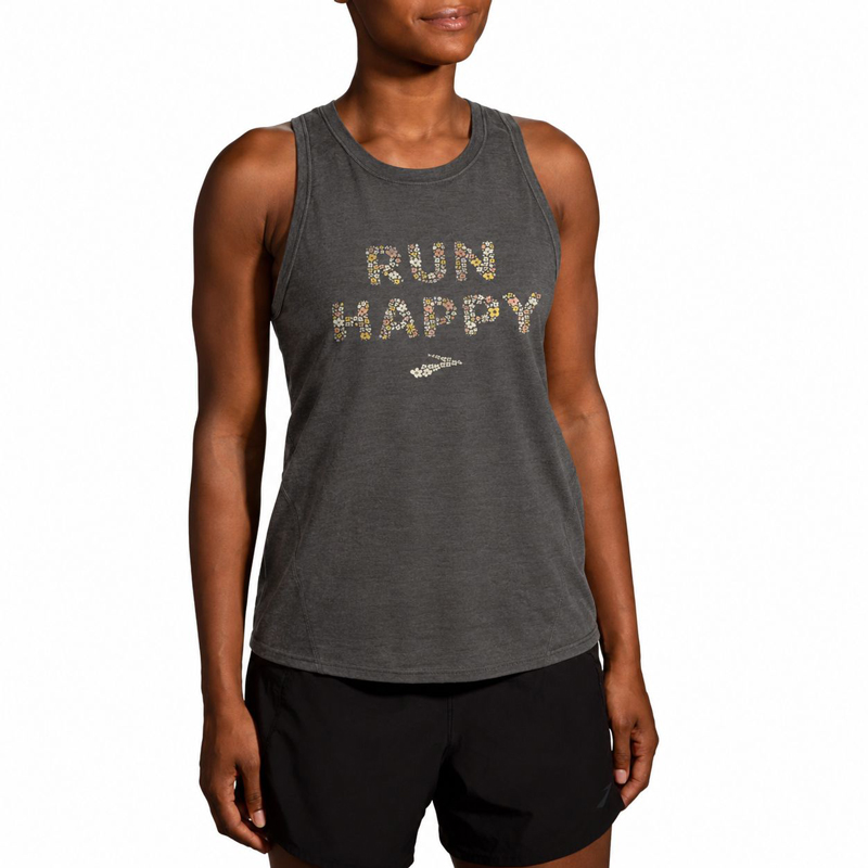 تاپ ورزشی زنانه بروکس Brooks Distance Graphic Tank خاکستری طرح دار