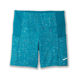 شورت تایت ورزشی زنانه بروکس Brooks Method 5" Short Tight آبی طرح دار
