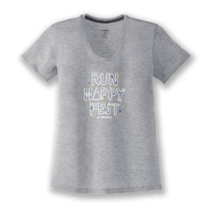 تیشرت ورزشی زنانه بروکس Brooks Distance Graphic Tee طوسی طرح دار