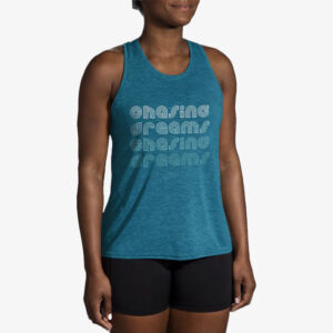 تاپ ورزشی زنانه بروکس Brooks Distance Tank 2 آبی تالابی طرح دار