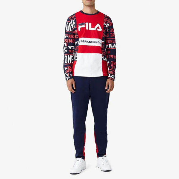 بلوز ورزشی مردانه فیلا Fila Sport Avide Long Sleeve رنگ سفید قرمز طرح دار