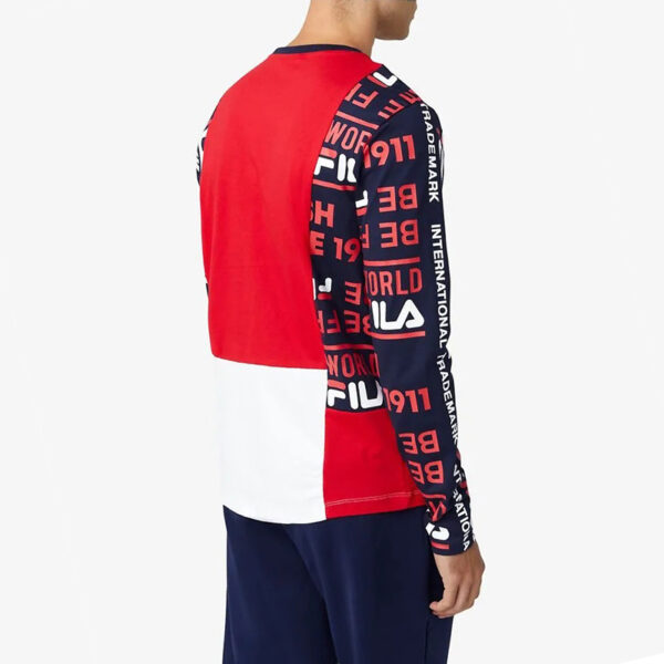 بلوز ورزشی مردانه فیلا Fila Sport Avide Long Sleeve رنگ سفید قرمز طرح دار