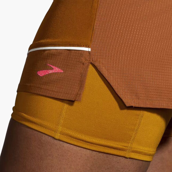 شورت ورزشی زنانه کشاله دار بروکس Brooks High Point 3" 2-in-1 Short دارچینی