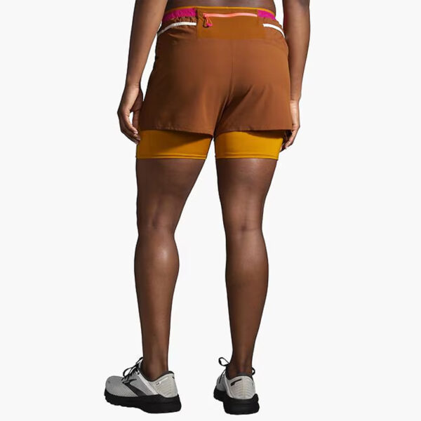 شورت ورزشی زنانه کشاله دار بروکس Brooks High Point 3" 2-in-1 Short دارچینی