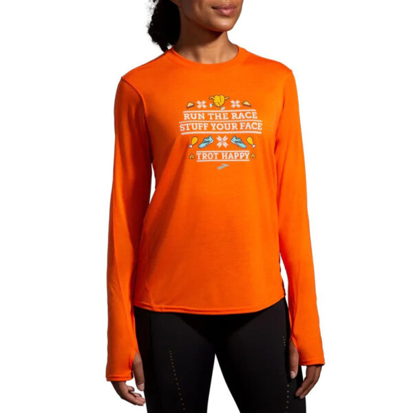 بلوز ورزشی زنانه بروکس Brooks long sleeve نارنجی طرح دار