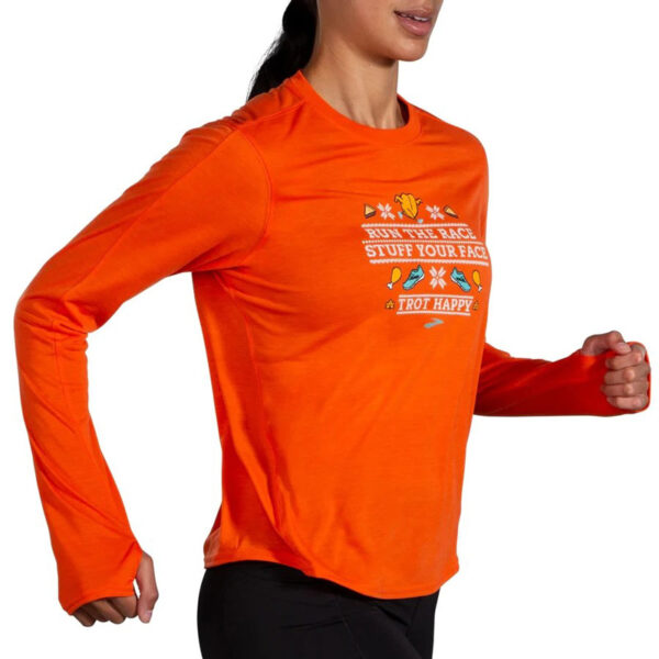بلوز ورزشی زنانه بروکس Brooks long sleeve نارنجی طرح دار