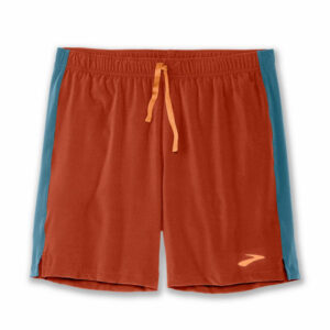 شورت ورزشی مردانه بروکس Brooks Moment 7" short آجری آبی سنگی