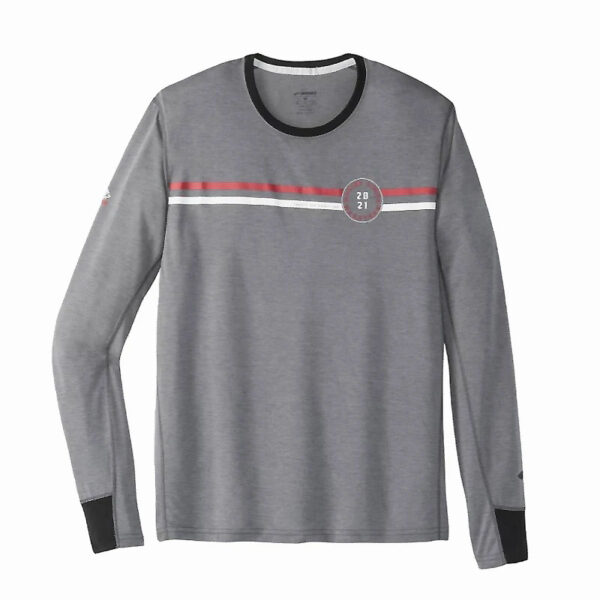 بلوز ورزشی مردانه بروکس Brooks Distance Graphic Long Sleeve خاکستری چاپ دار