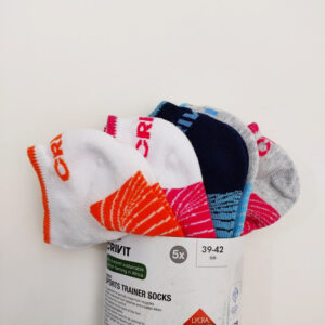جوراب ورزشی زنانه کریویت Crivit Sport Socks Pack (پک پنج جفتی) سفید طوسی سرمه ای