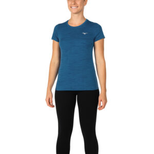 تیشرت رانینگ زنانه میزانو Mizuno impulse core Tee آبی طوسی