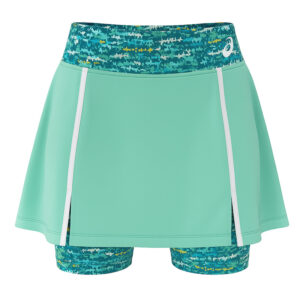 دامن کشاله دار رانینگ زنانه آسیکس Asics New Strong 92 Skort سبز طرح دار