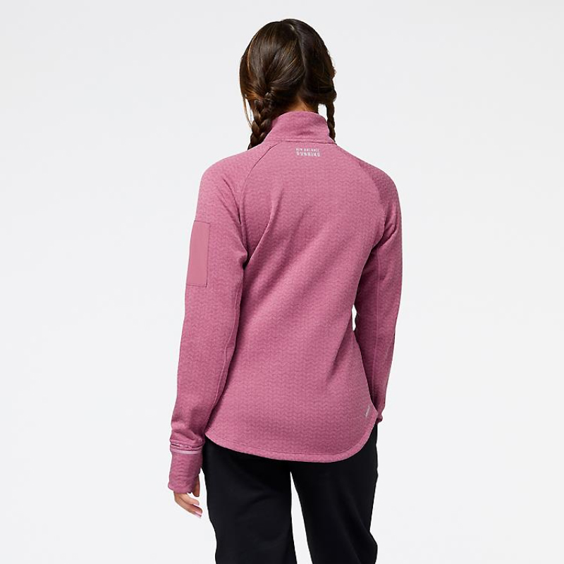 نیم زیپ زنانه نیوبالانس New Balance Heat Grid Half Zip longsleeve انگوری