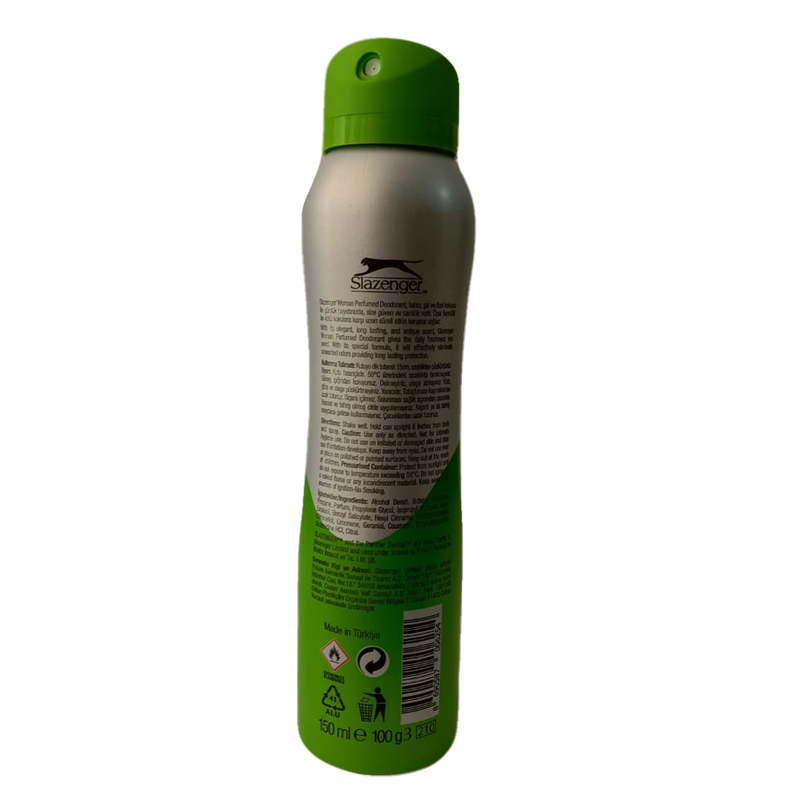 اسپری بدن ورزشی زنانه اسلازنگر Slazenger Body Splash نقره ای سبز