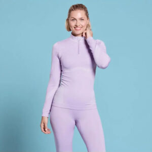 بلوز نیم زیپ بیس لایر زنانه کوهنوردی Seamless Funktions Unterhemd ویولت