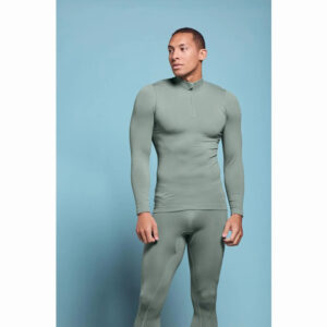 بلوز نیم زیپ بیس لایر مردانه کوهنوردی Seamless Funktions Unterhemd سبز سیج