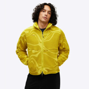 سویشرت ورزشی پشمی مردانه هوکا Hoka Ridgetop Half Zip Fleece گوگردی طرح دار