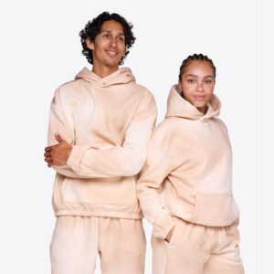 ست هودی و جاگر ترمال ورزشی هوکا Hoka Essential Jogger & Hoddie بژ طرح دار