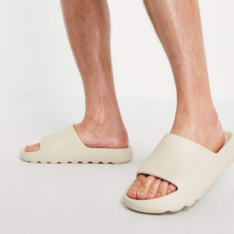 صندل آسوس Asos Shark Tooth Asos Yeezy Slides کرمی