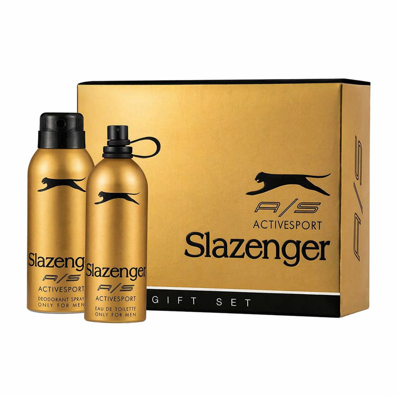 پک 2 عددی ادکلن اسپری ورزشی مردانه اسلازنگر Slazenger A/S طلایی مشکی