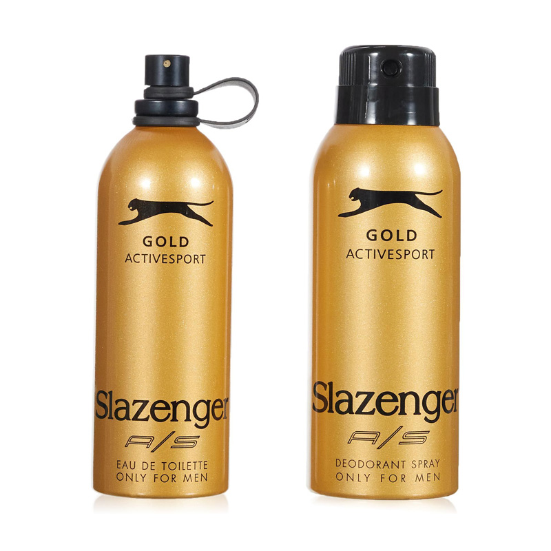 پک 2 عددی ادکلن اسپری ورزشی مردانه اسلازنگر Slazenger A/S طلایی مشکی