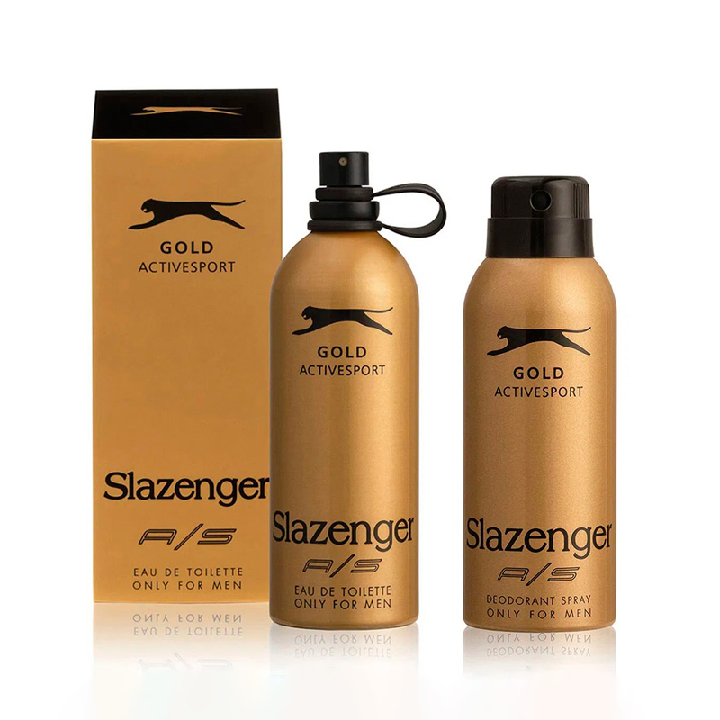 پک 2 عددی ادکلن اسپری ورزشی مردانه اسلازنگر Slazenger A/S طلایی مشکی