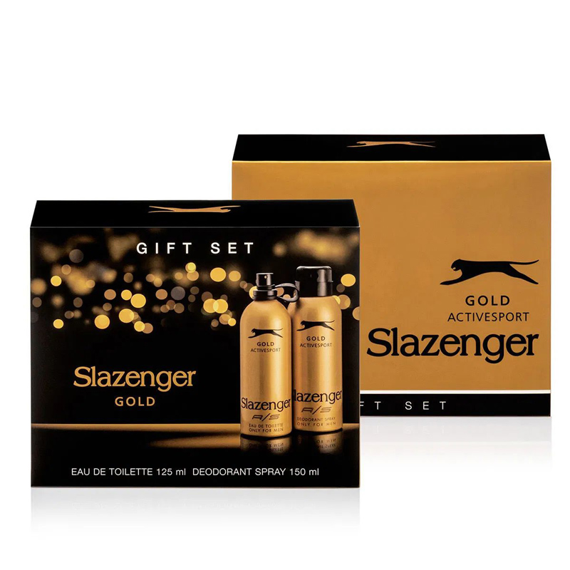 پک 2 عددی ادکلن اسپری ورزشی مردانه اسلازنگر Slazenger A/S طلایی مشکی