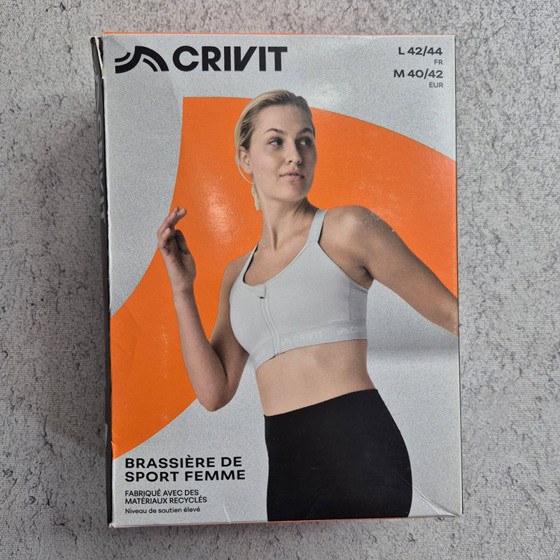نیم تنه زیپ دار ورزشی کریویت Crivit Sport run zip bra طوسی روشن