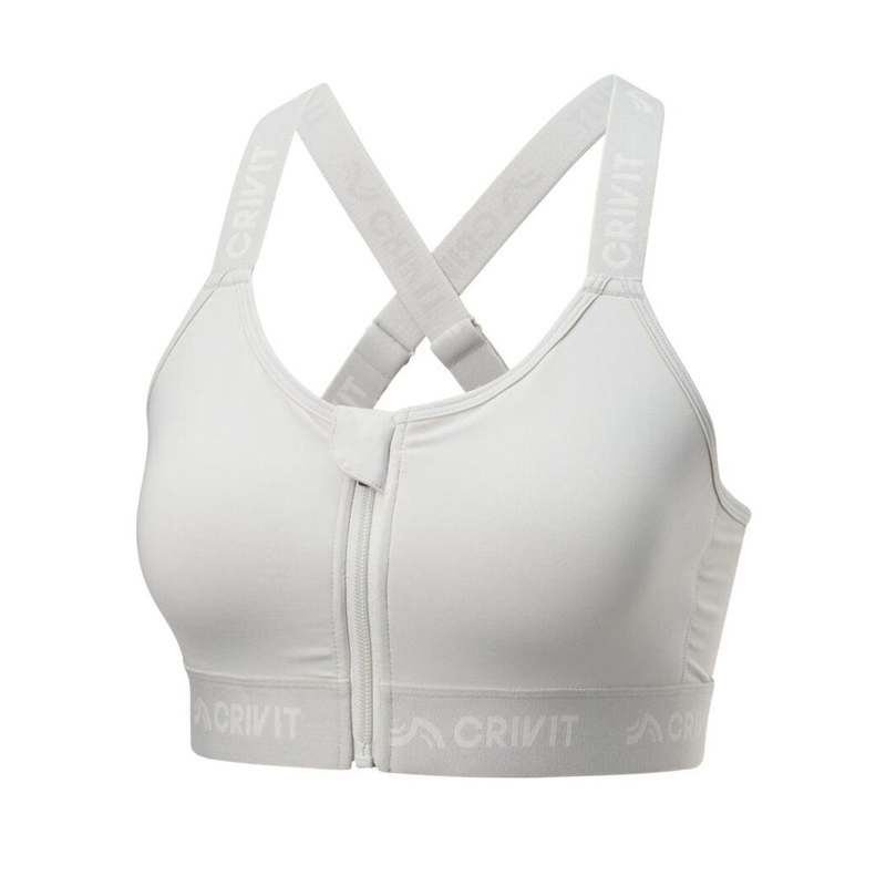نیم تنه زیپ دار ورزشی کریویت Crivit Sport run zip bra طوسی روشن
