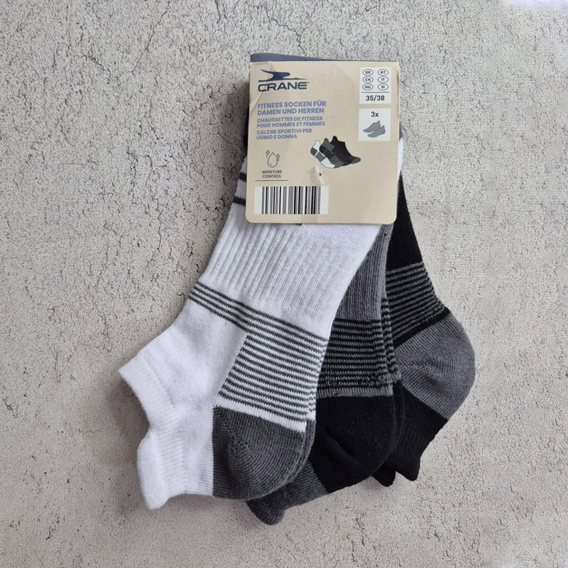جوراب فیتنس کران Crane Fitness Socks 01 (پک سه جفتی) سفید خاکستری مشکی