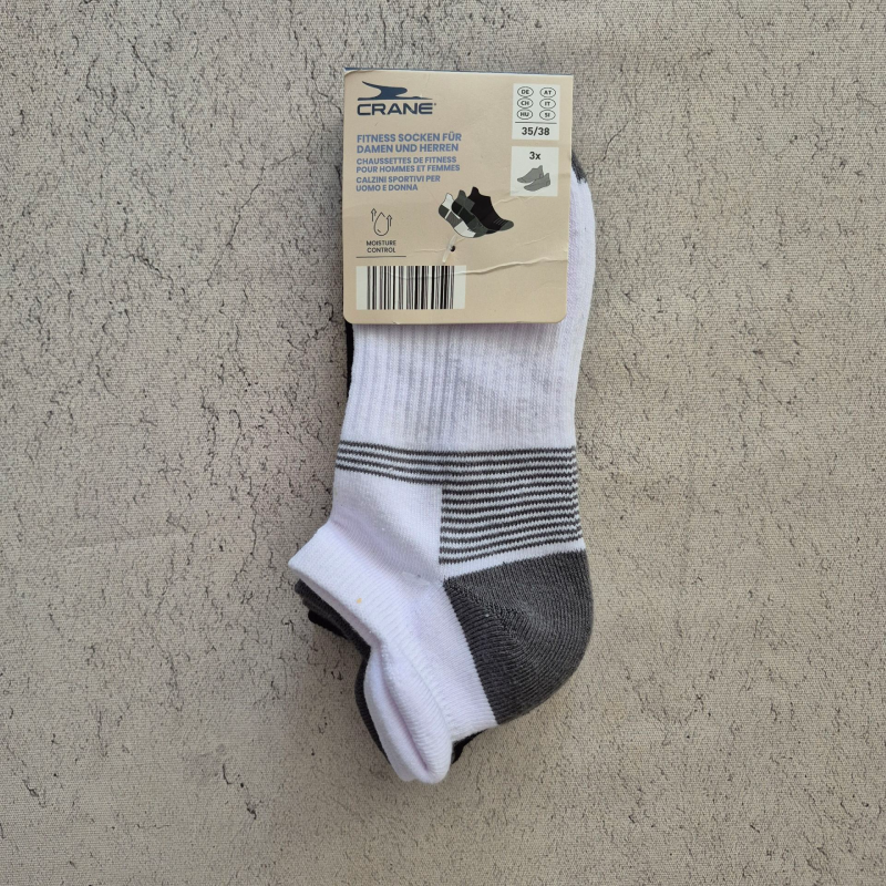 جوراب فیتنس کران Crane Fitness Socks 01 (پک سه جفتی) سفید خاکستری مشکی