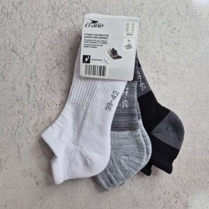 جوراب فیتنس کران Crane Fitness Socks 02 (پک سه جفتی) سفید مشکی خاکستری