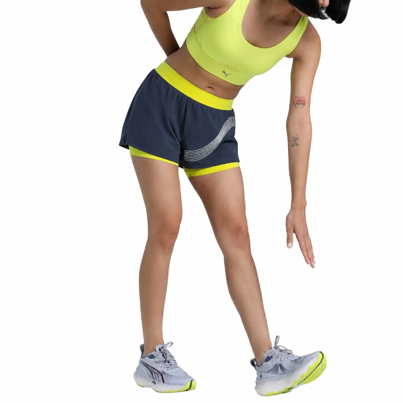 شورت کشاله دار ورزشی زنانه کریویت Crivit Sport Shorts زرد سرمه ای
