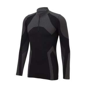 بلوز نیم زیپ بیس لایر مردانه کوهنوردی Seamless Funktions Unterhemd 01 مشکی طوسی