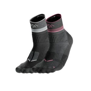 جوراب ورزشی حرفه ای زنانه کریویت Crivit Outdoor Socken (پک دو جفتی) مشکی خاکستری صورتی