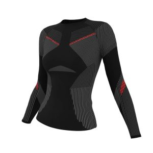 بلوز بیس لایر زنانه کوهنوردی Crivit Base-Layer Blouse مشکی نارنجی