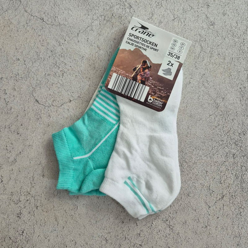 جوراب ورزشی کران Crane Sport Socks (پک دو جفتی) سفید سبز
