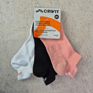 جوراب ورزشی زنانه کریویت Crivit Sport Trainer Socks Pack (پک سه جفتی) سفید مشکی گلبهی