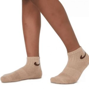 جوراب ورزشی زنانه نایک Nike Socks Pack (پک سه جفتی) کرم قهوه ای نسکافه ای