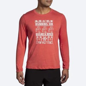 بلوز ورزشی مردانه بروکس Brooks Distance Long Sleeve 2 قرمز روشن