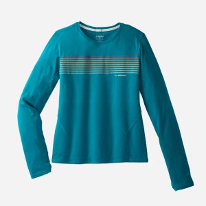 بلوز ورزشی زنانه بروکس Brooks Distance Long Sleeve 2 اقیانوسی