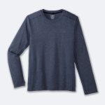 بلوز ورزشی مردانه بروکس Brooks Distance Long Sleeve 2 سرمه ای ملانژ