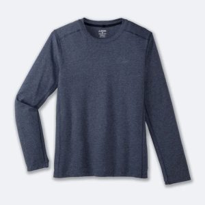 بلوز ورزشی مردانه بروکس Brooks Distance Long Sleeve 2 سرمه ای ملانژ